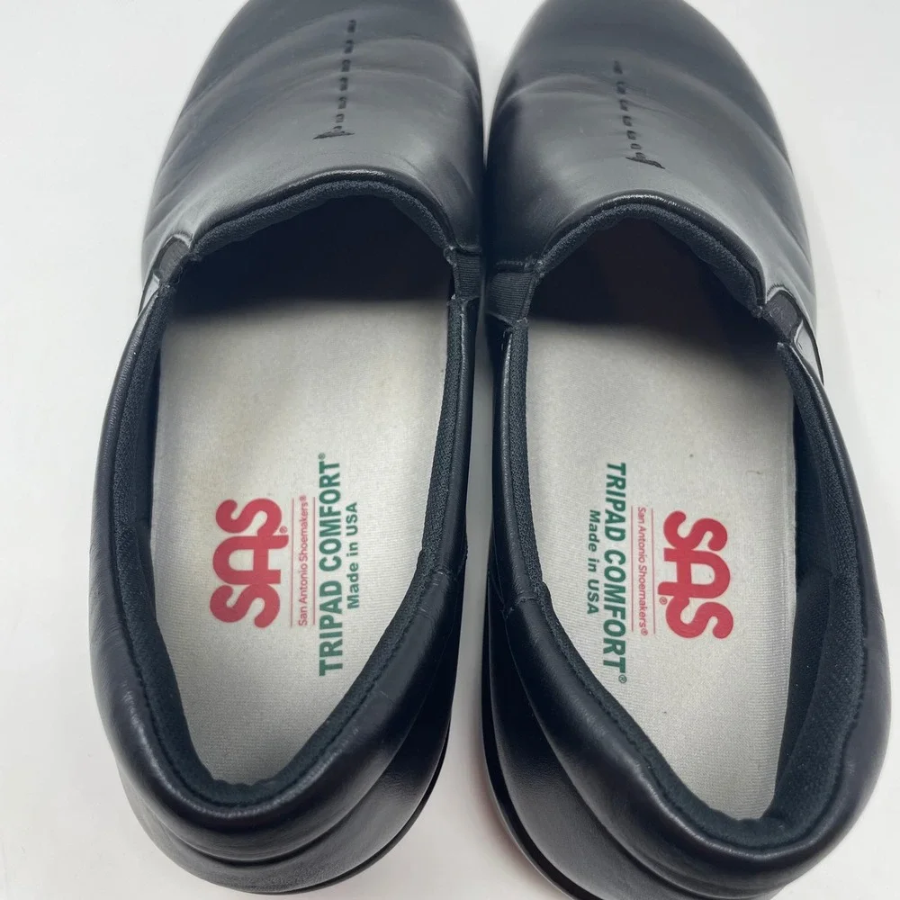 SAS Tripad Comfort Black Leather Slip On Loafers Shoes Womens 9 M Made in USA